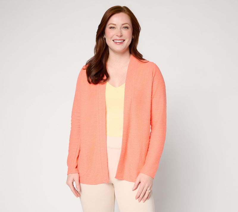 Belle by Kim Gravel Sweatshirt Slub Open Front Long Cardigan — View 18