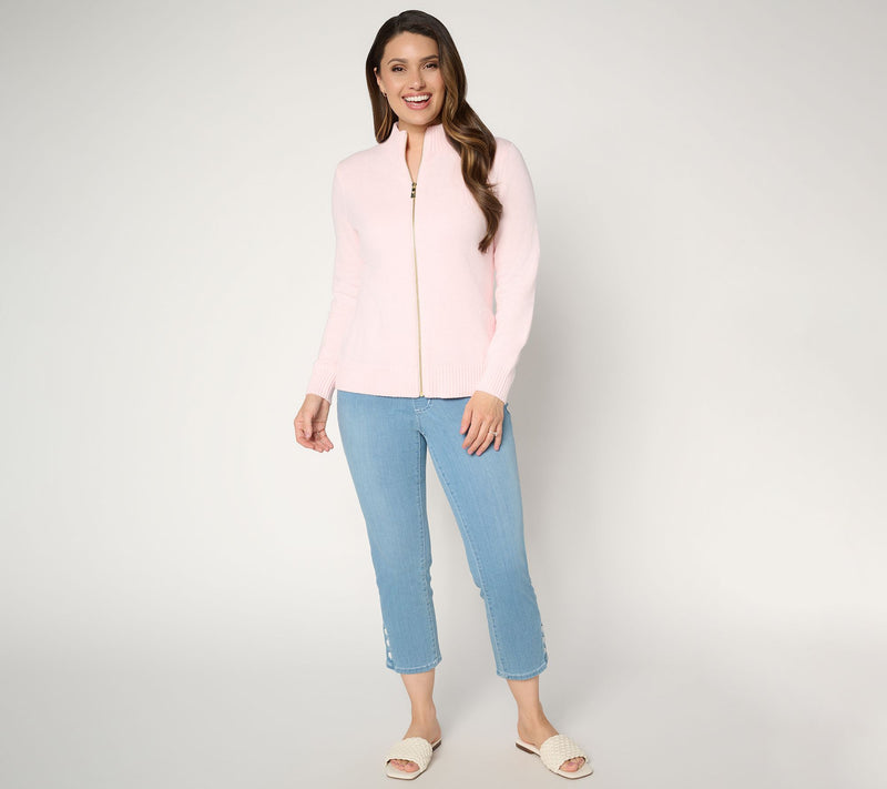 Belle by Kim Gravel All American Goldtone Zip Cardigan — View 4