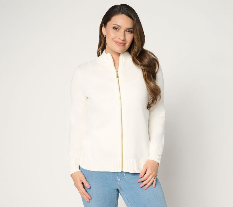 Belle by Kim Gravel All American Goldtone Zip Cardigan — View 11