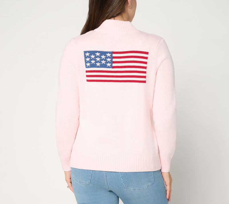 Belle by Kim Gravel All American Goldtone Zip Cardigan — View 3