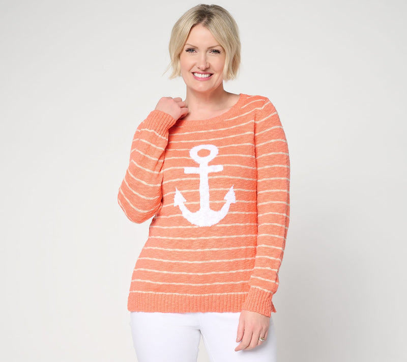 Belle by Kim Gravel Drop it Like it's Yacht Striped Slub Sweater — View 16
