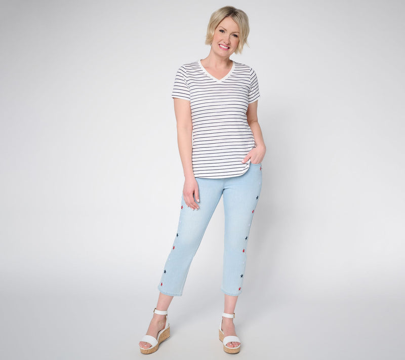 Belle by Kim Gravel Petite TripleLuxe Denim Star Cropped Jean — View 8