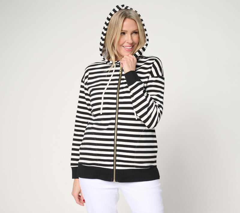Belle by Kim Gravel Ya Gotta Regatta Contrast Trim Zip Hoodie — View 12