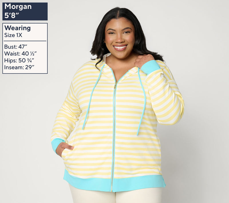 Belle by Kim Gravel Ya Gotta Regatta Contrast Trim Zip Hoodie — View 2