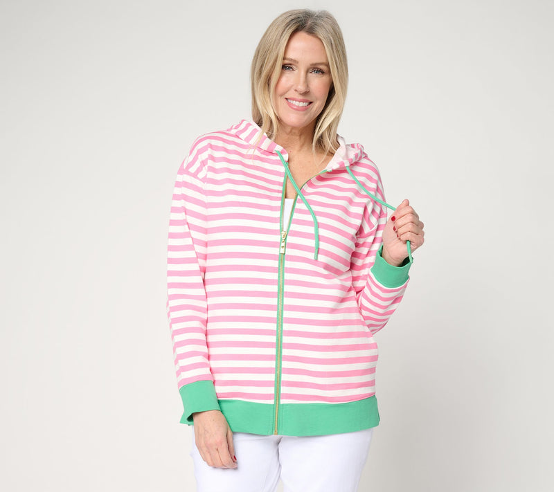Belle by Kim Gravel Ya Gotta Regatta Contrast Trim Zip Hoodie — Main view