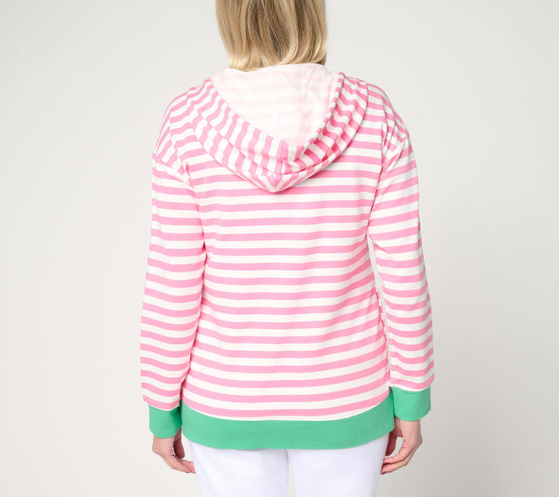 Belle by Kim Gravel Ya Gotta Regatta Contrast Trim Zip Hoodie — View 4