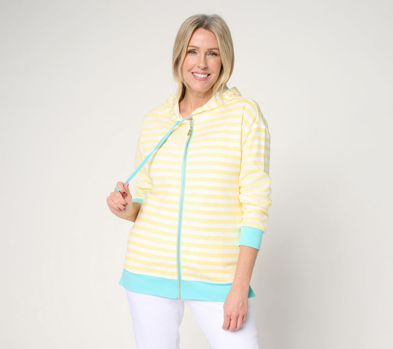 Belle by Kim Gravel Ya Gotta Regatta Contrast Trim Zip Hoodie — View 15