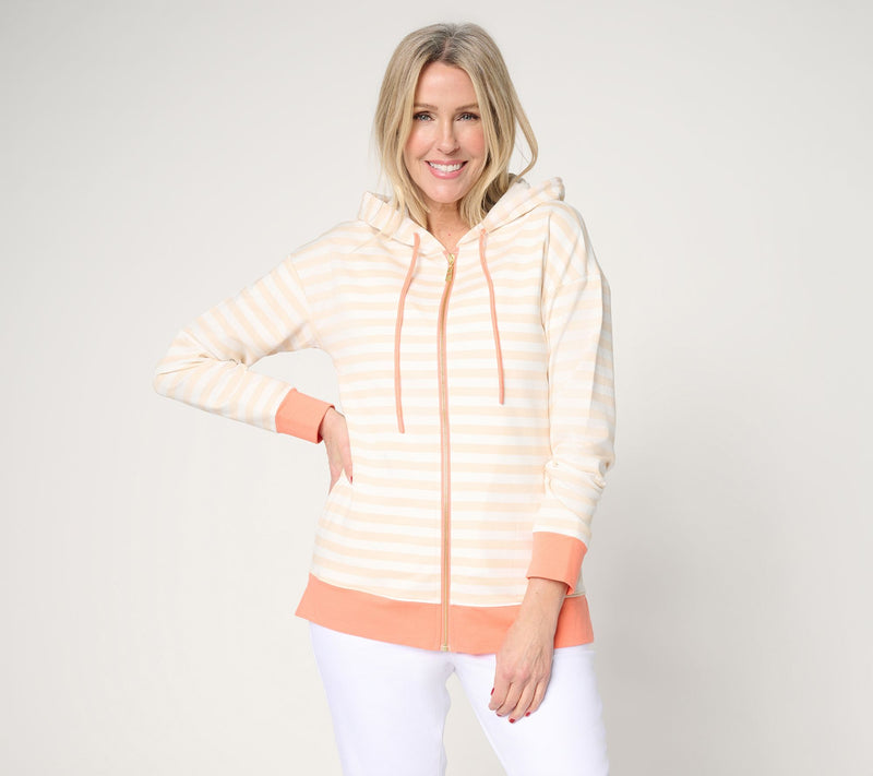 Belle by Kim Gravel Ya Gotta Regatta Contrast Trim Zip Hoodie — View 16