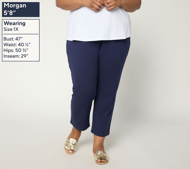 Belle by Kim Gravel Regular French Terry Yacht Club Cropped Pant — View 2