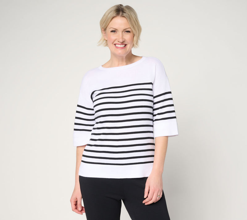 Belle by Kim Gravel Stripes and the City Elbow Sleeve Sweater — View 14