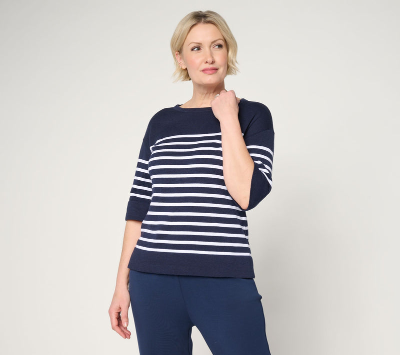 Belle by Kim Gravel Stripes and the City Elbow Sleeve Sweater — View 15