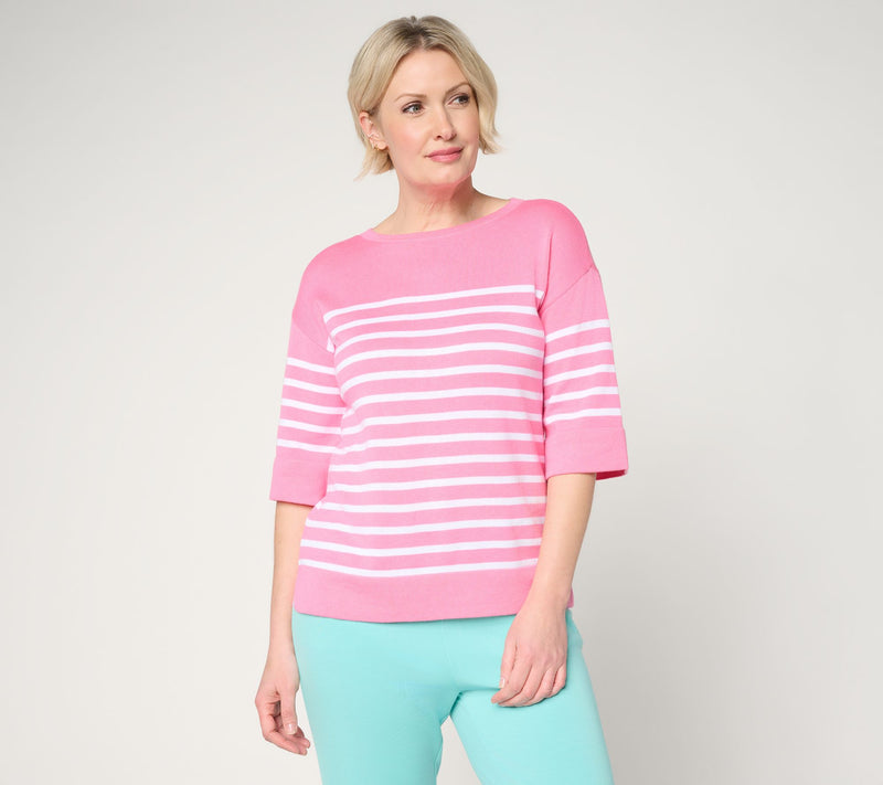 Belle by Kim Gravel Stripes and the City Elbow Sleeve Sweater — View 16