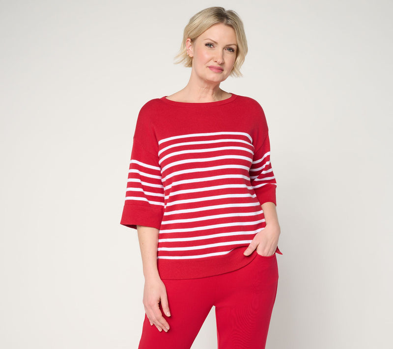 Belle by Kim Gravel Stripes and the City Elbow Sleeve Sweater — View 17