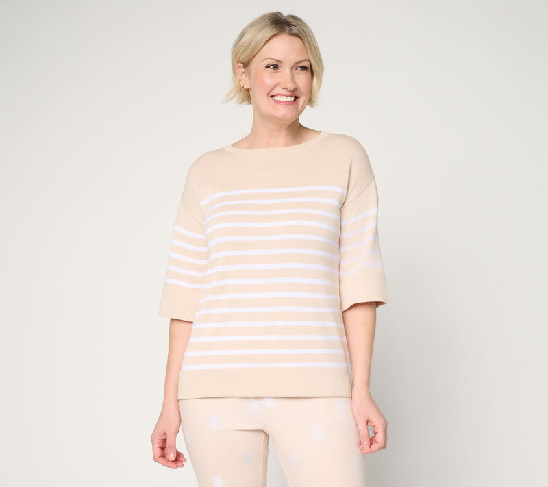 Belle by Kim Gravel Stripes and the City Elbow Sleeve Sweater — View 18
