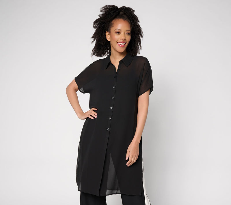 Brandis Dress Out Loud Bestie Sheer Print & Solid Topper — View 12