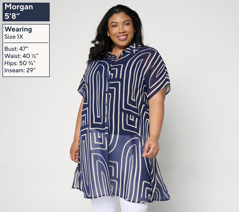 Brandis Dress Out Loud Bestie Sheer Print & Solid Topper — View 2