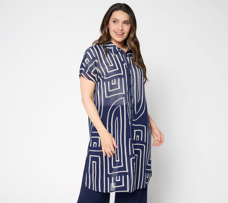 Brandis Dress Out Loud Bestie Sheer Print & Solid Topper — Main view