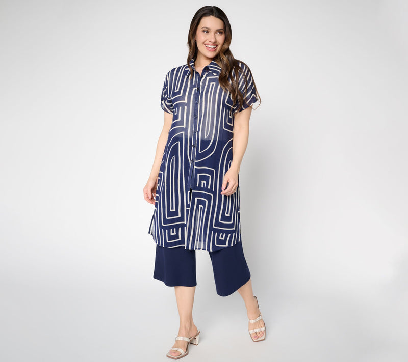 Brandis Dress Out Loud Bestie Sheer Print & Solid Topper — View 5