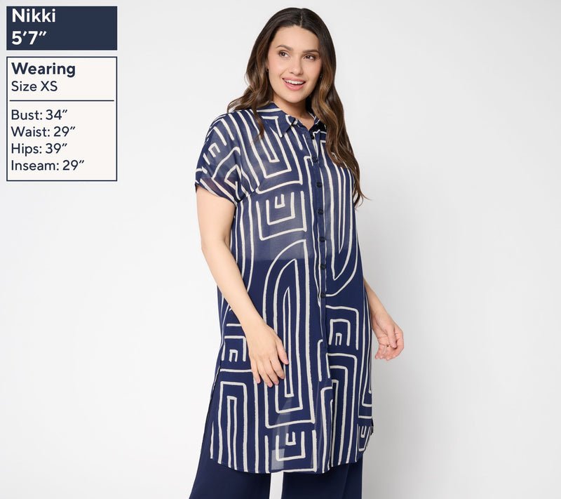 Brandis Dress Out Loud Bestie Sheer Print & Solid Topper — View 3