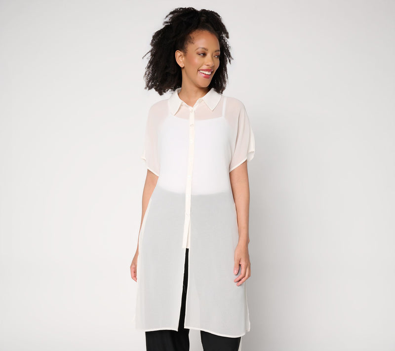 Brandis Dress Out Loud Bestie Sheer Print & Solid Topper — View 13