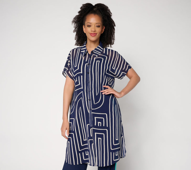 Brandis Dress Out Loud Bestie Sheer Print & Solid Topper — View 14