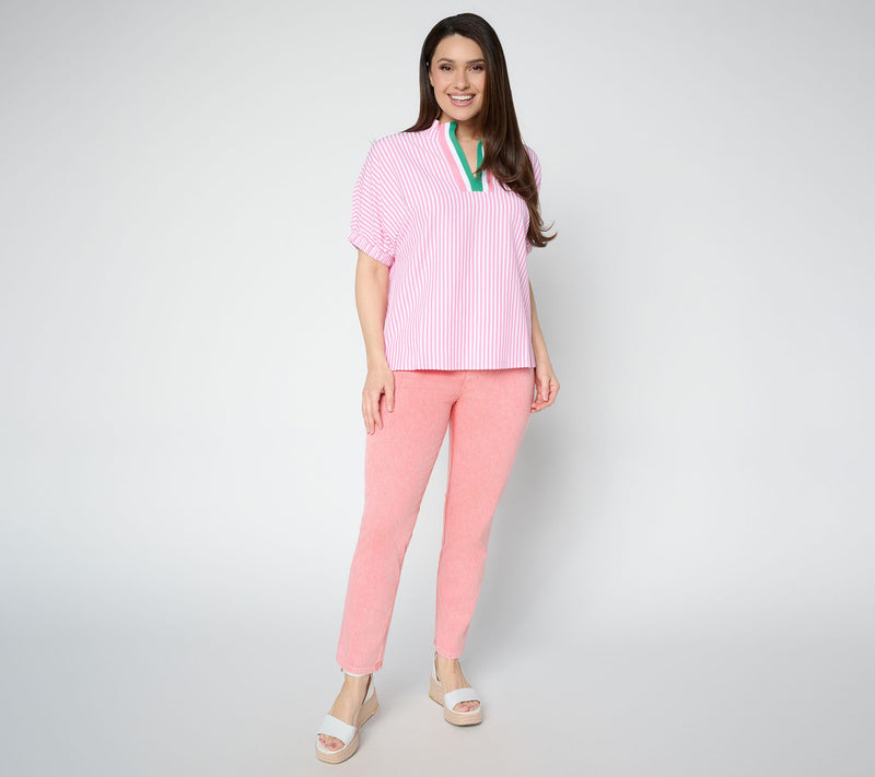 Belle by Kim Gravel Yacht Club Cool Seersucker Stripe Top — View 5