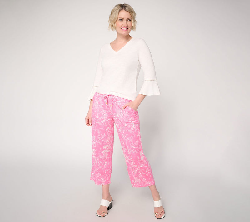Belle Beach by Kim Gravel Pet Cabana Knit Printed Cropped Pant — View 9