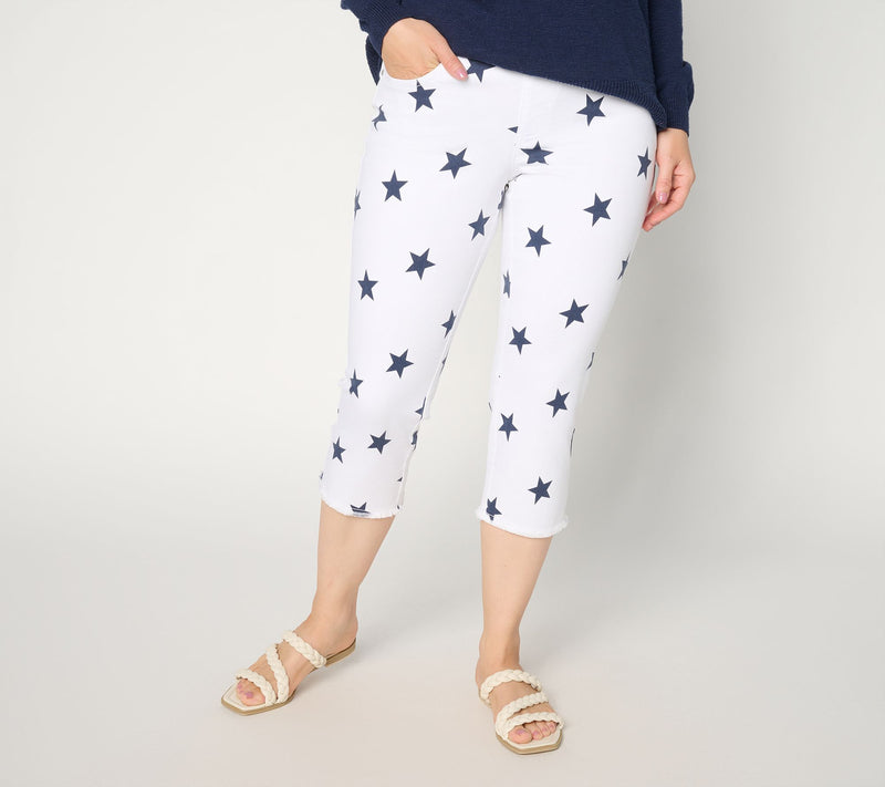 Belle by Kim Gravel Regular TripleLuxe Twill Star Frayed Capri — View 5