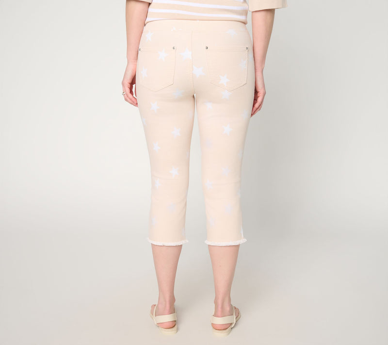 Belle by Kim Gravel Regular TripleLuxe Twill Star Frayed Capri — View 8