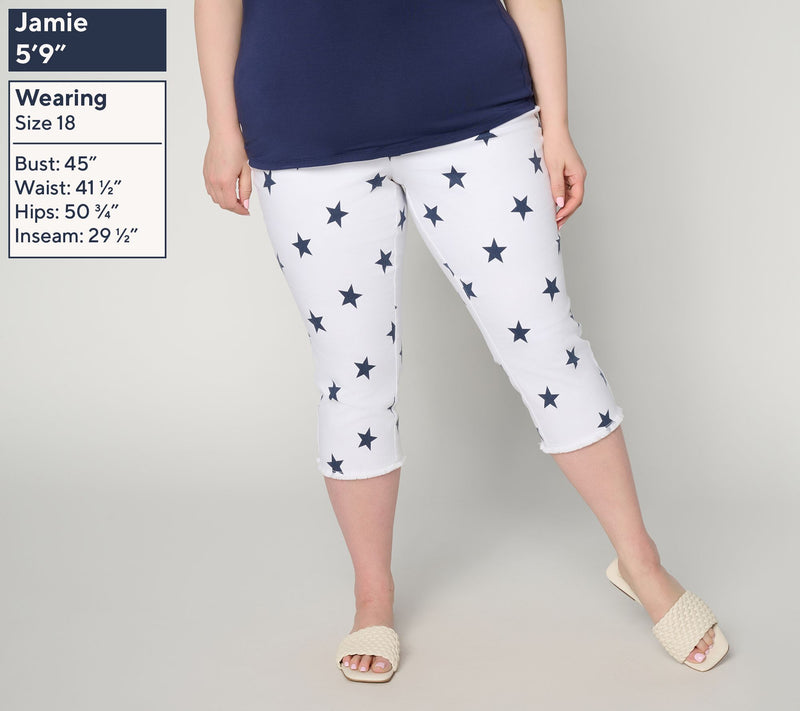 Belle by Kim Gravel Regular TripleLuxe Twill Star Frayed Capri — View 6