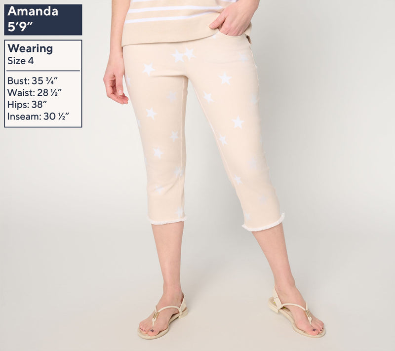 Belle by Kim Gravel Regular TripleLuxe Twill Star Frayed Capri — View 7