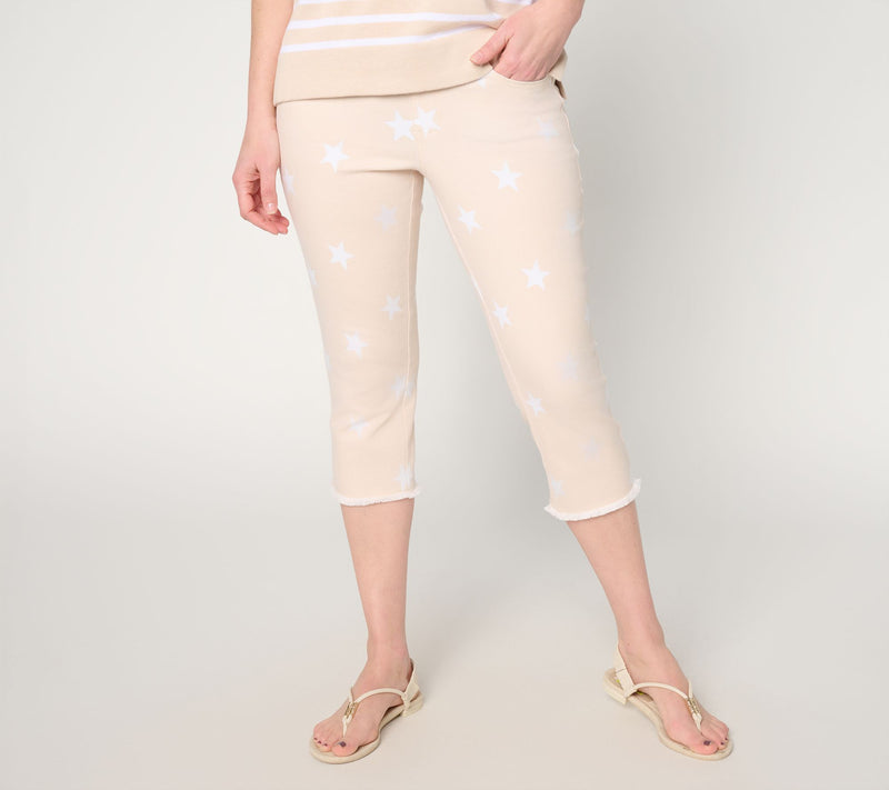 Belle by Kim Gravel Regular TripleLuxe Twill Star Frayed Capri — View 3