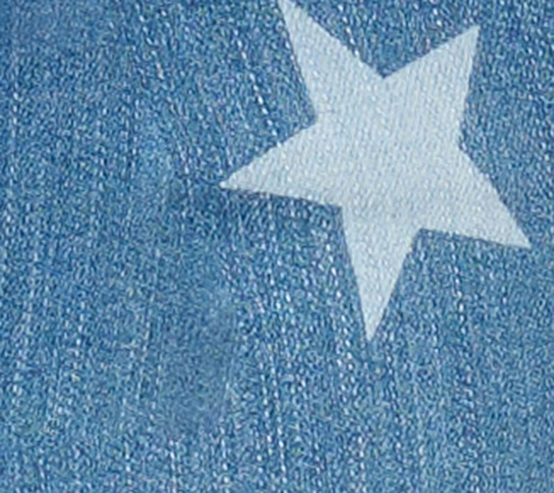 Belle by Kim Gravel Petite TripleLuxe Denim Star Frayed Capri — Main view