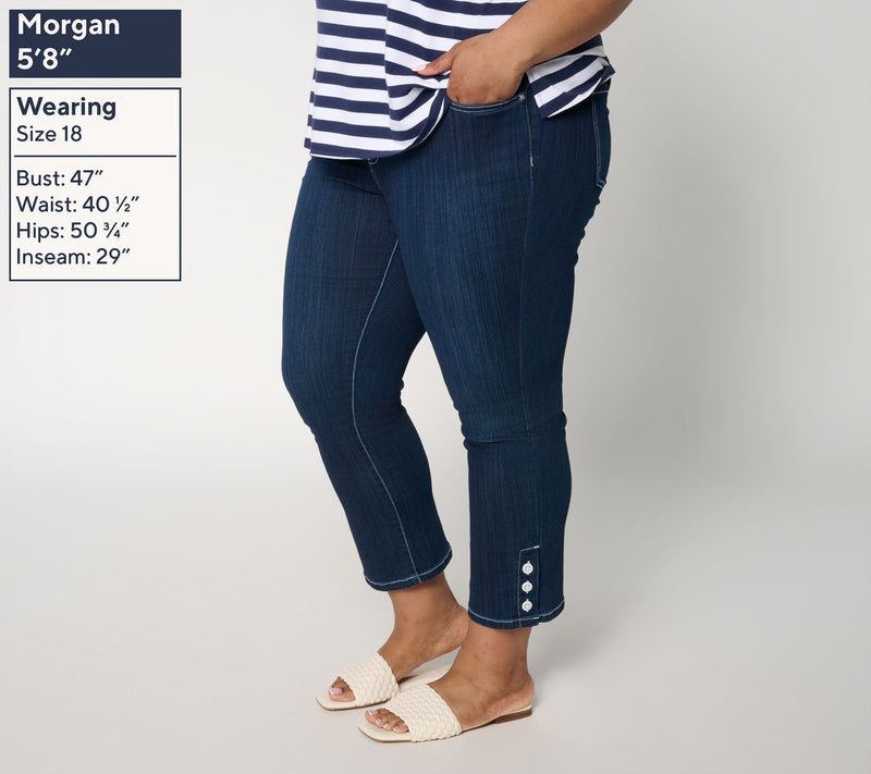 Belle by Kim Gravel Regular Primabelle Denim Button Cropped Jean — View 6