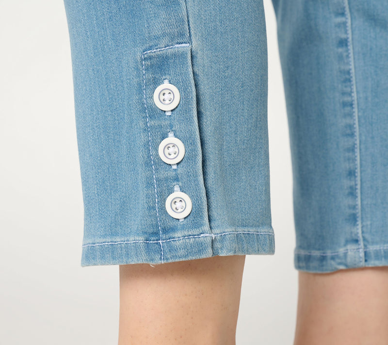 Belle by Kim Gravel Regular Primabelle Denim Button Cropped Jean — View 10
