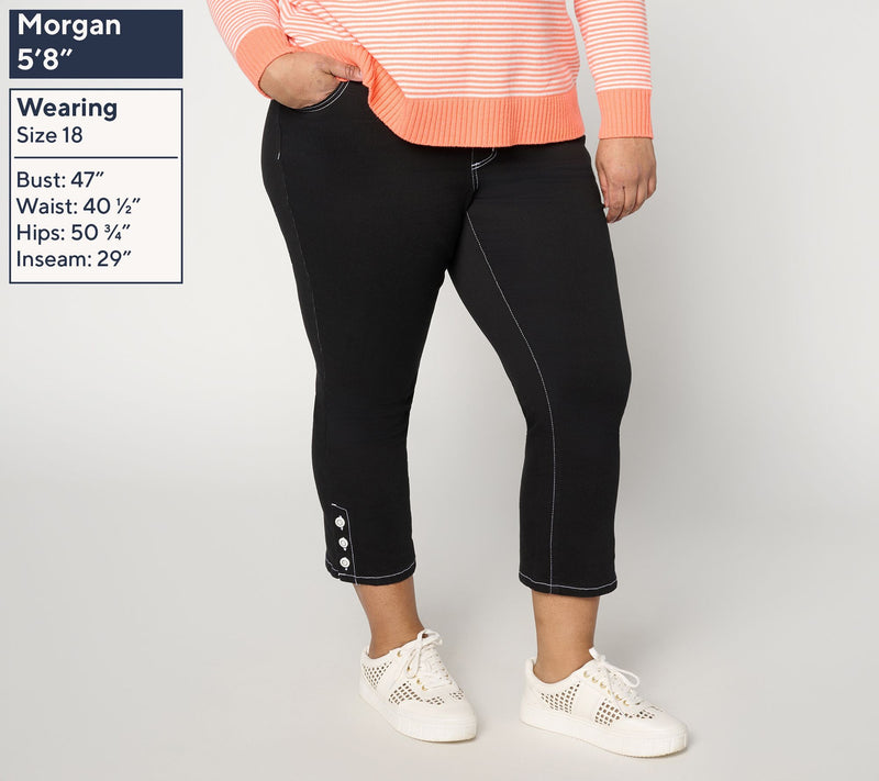 Belle by Kim Gravel Regular Primabelle Twill Button Cropped Jean — View 8
