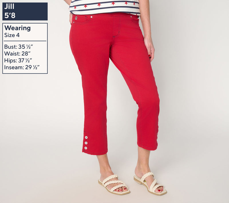 Belle by Kim Gravel Regular Primabelle Twill Button Cropped Jean — View 9