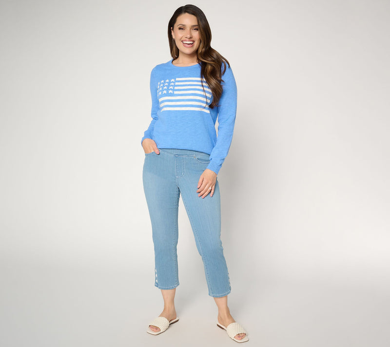 Belle by Kim Gravel Petite Primabelle Denim Button Cropped Jean — View 9