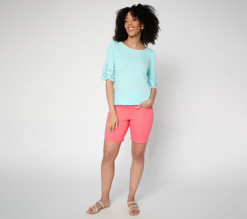 Belle by Kim Gravel Regular TripleLuxe Twill 5-Pocket Short — View 5