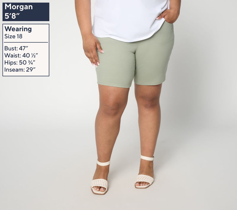 Belle by Kim Gravel Regular TripleLuxe Twill 5-Pocket Short — View 2
