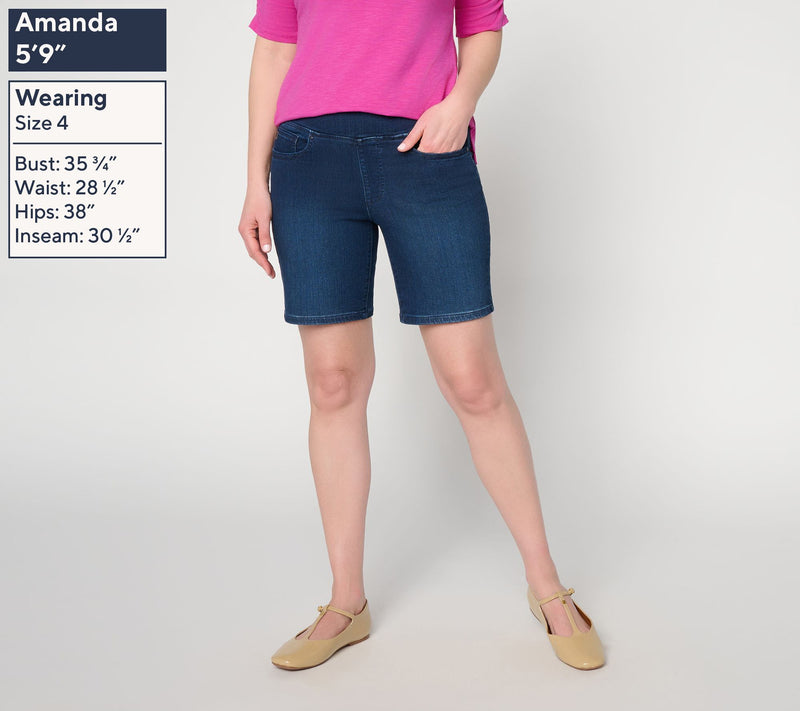 Belle by Kim Gravel Petite TripleLuxe Denim 5- Pocket Short — View 6