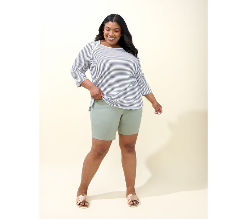 Belle by Kim Gravel Petite TipleLuxe Twill 5- Pocket Short — View 7