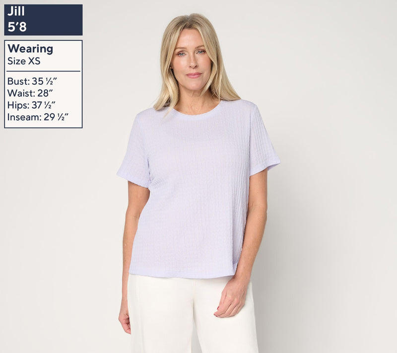LOGO Layers by Lori Goldstein Textured Short Sleeve Top — View 7