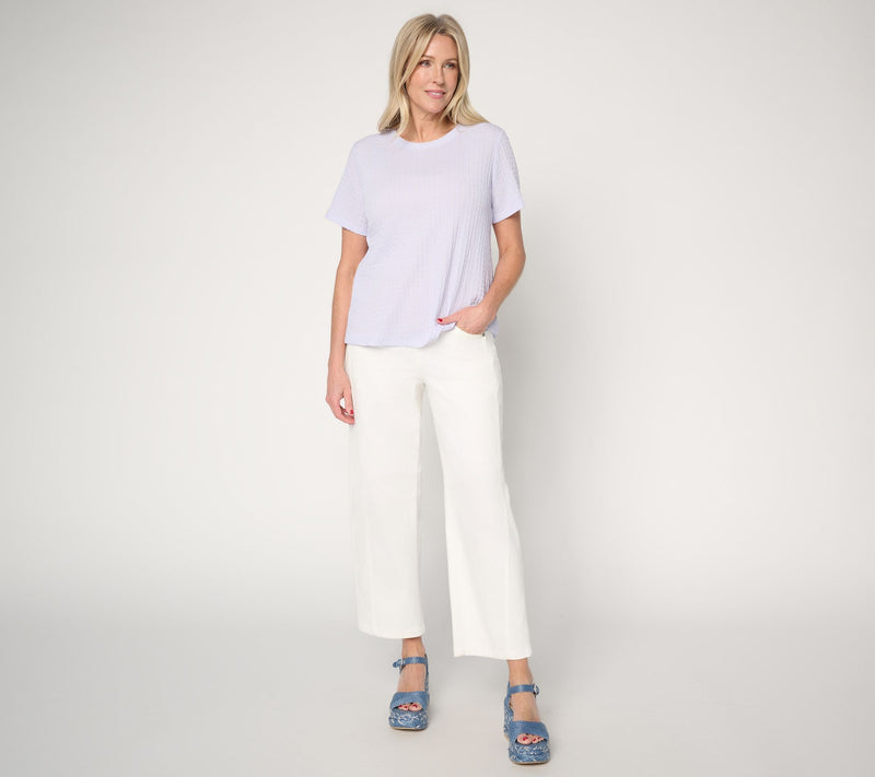 LOGO Layers by Lori Goldstein Textured Short Sleeve Top — View 9