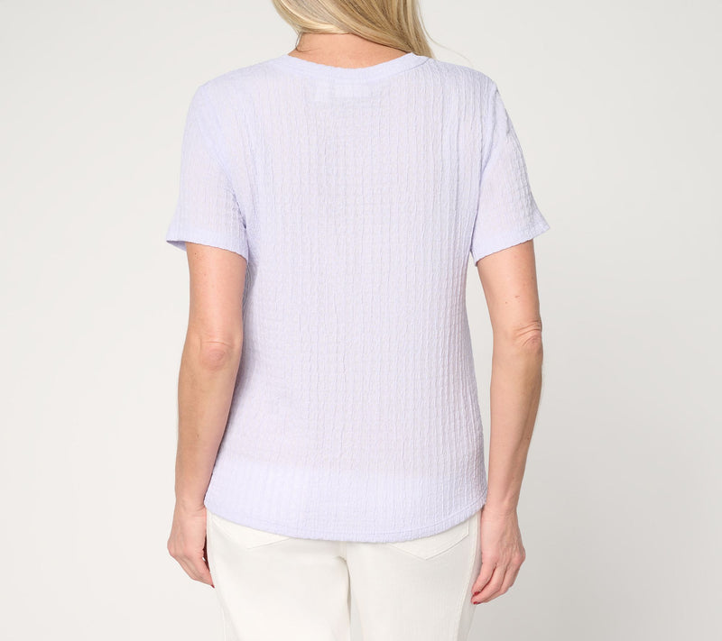 LOGO Layers by Lori Goldstein Textured Short Sleeve Top — View 8