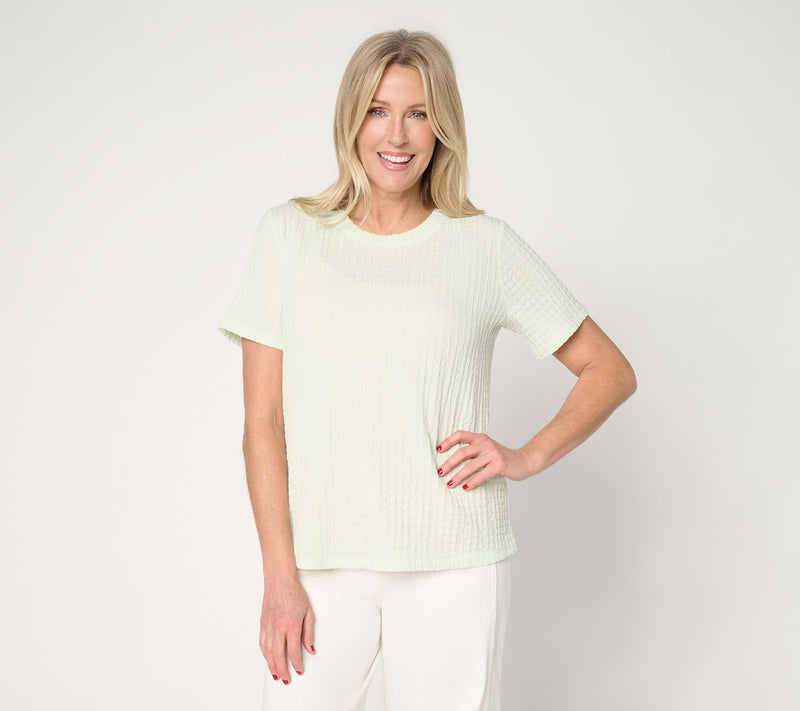 LOGO Layers by Lori Goldstein Textured Short Sleeve Top — View 2