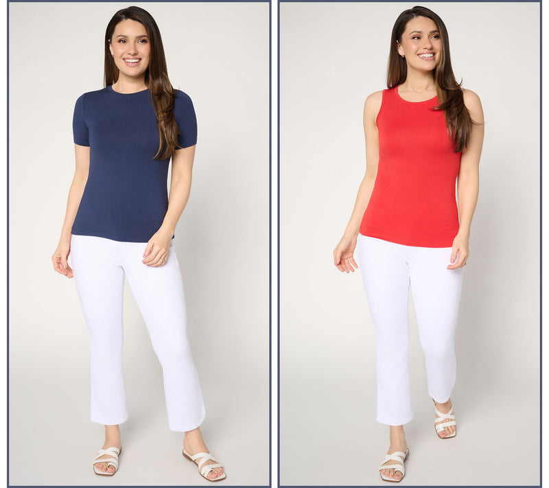 Joan Rivers Wardrobe Builders Set of 2 Tank & Short Sleeve Top — View 11