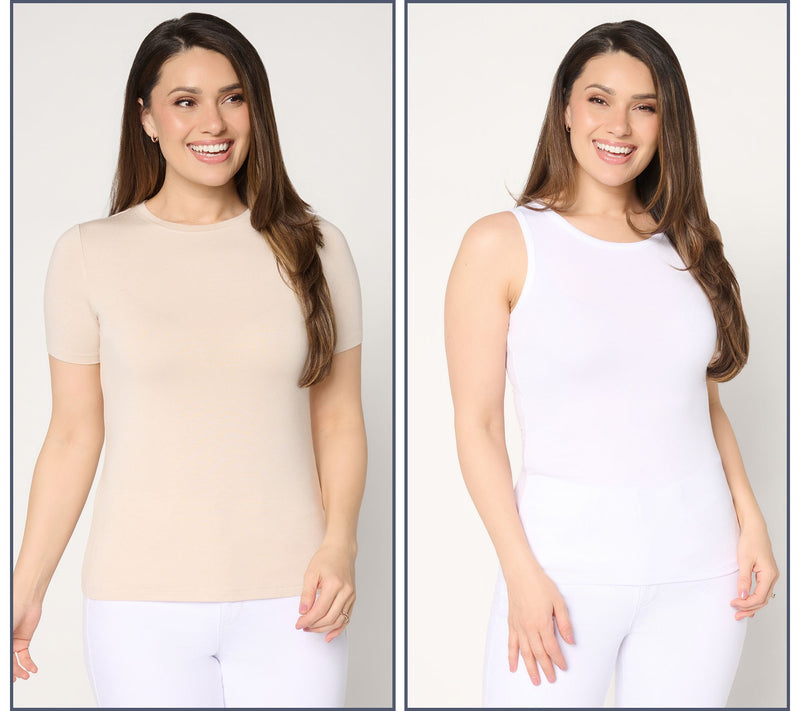 Joan Rivers Wardrobe Builders Set of 2 Tank & Short Sleeve Top — View 5