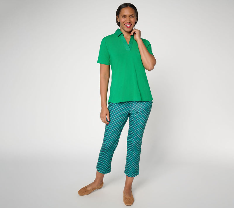 Joan Rivers Regular Gingham or Solid Kick Flare Ponte Pants — View 7