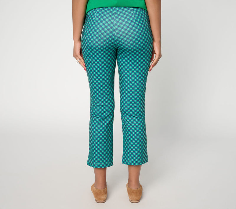 Joan Rivers Regular Gingham or Solid Kick Flare Ponte Pants — View 6